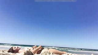 Sexy Nudist Woman With Saggy Tits Films Herself On The Beach