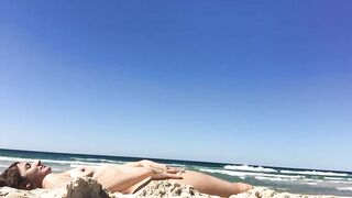 Sexy Nudist Woman With Saggy Tits Films Herself On The Beach