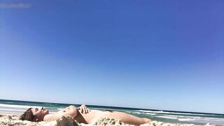 Sexy Nudist Woman With Saggy Tits Films Herself On The Beach