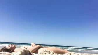 Sexy Nudist Woman With Saggy Tits Films Herself On The Beach