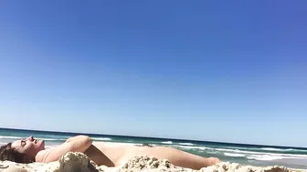 Sexy Nudist Woman With Saggy Tits Films Herself On The Beach