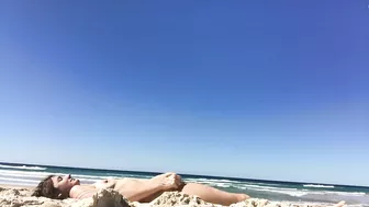 Sexy Nudist Woman With Saggy Tits Films Herself On The Beach