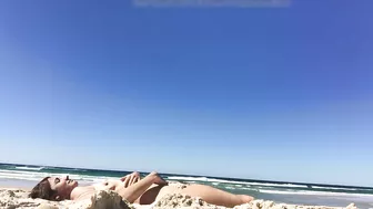 Sexy Nudist Woman With Saggy Tits Films Herself On The Beach