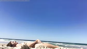 Sexy Nudist Woman With Saggy Tits Films Herself On The Beach