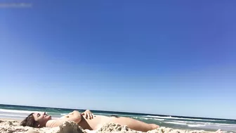 Sexy Nudist Woman With Saggy Tits Films Herself On The Beach