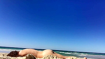 Sexy Nudist Woman With Saggy Tits Films Herself On The Beach