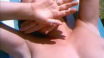 Racy Nudist Wife, Sunbathing In The Backyard, Filmed By Her Lustful Husband