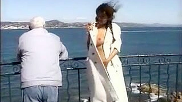 Exhibitionist Woman Flashing on Camera Outdoor