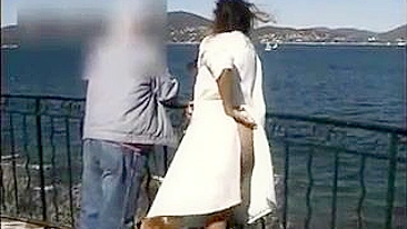 Exhibitionist Woman Flashing on Camera Outdoor