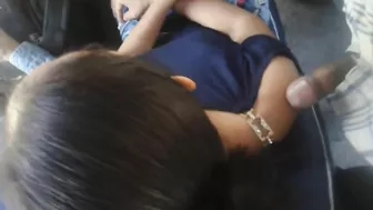 Dude flashing dick in public transport and touching with dick woman