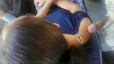 Dude flashing dick in public transport and touching with dick woman