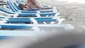 Couple caught voyeur at the beach fucking in public
