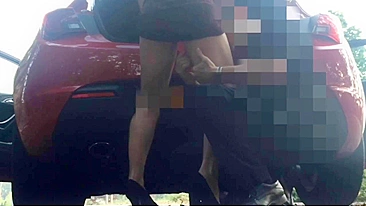 Two strangers caught fucking in a nearby car park