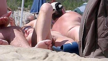 French nudist couples filmed at the beach voyeur