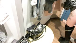 Amateur couple fast public sex in the dressing room afraid to get caught