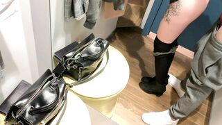 Amateur couple fast public sex in the dressing room afraid to get caught