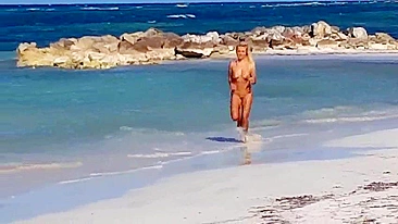 Beautiful, Busty, And Sweaty Nude Female Sprints On Sandy Shore