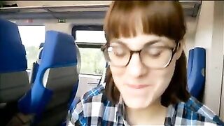 Cute Girl Gives Head to Stranger in Train