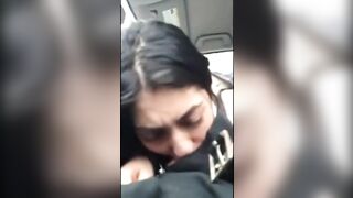 Indian girl sucking cock in car of stranger and swallowing cum