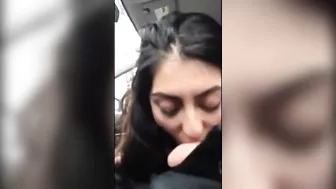 Indian girl sucking cock in car of stranger and swallowing cum