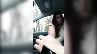 Indian girl sucking cock in car of stranger and swallowing cum