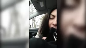 Indian girl sucking cock in car of stranger and swallowing cum