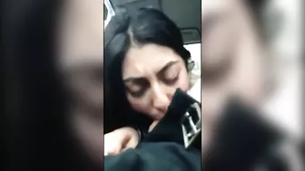Indian girl sucking cock in car of stranger and swallowing cum