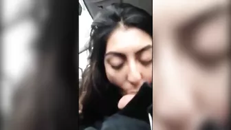 Indian girl sucking cock in car of stranger and swallowing cum