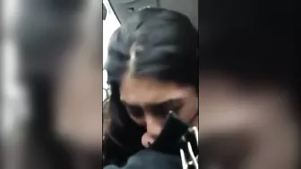 Indian girl sucking cock in car of stranger and swallowing cum