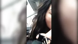 Indian girl sucking cock in car of stranger and swallowing cum
