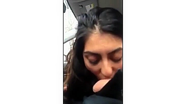 Indian girl sucking cock in car of stranger and swallowing cum