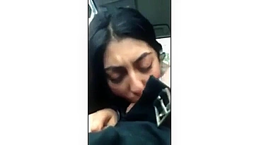 Indian girl sucking cock in car of stranger and swallowing cum