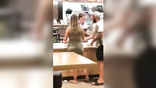 Man Slips Massive Dick Into Girlfriend's Tight Ass In Fast Food Joint