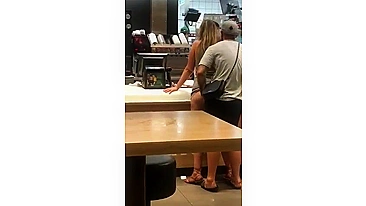 Man Slips Massive Dick Into Girlfriend's Tight Ass In Fast Food Joint