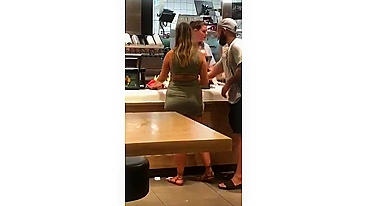 Man Slips Massive Dick Into Girlfriend's Tight Ass In Fast Food Joint