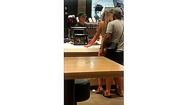 Man Slips Massive Dick Into Girlfriend's Tight Ass In Fast Food Joint