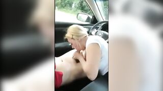 Buddy filming his friend getting a blowjob from a hooker in car