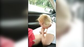 Buddy filming his friend getting a blowjob from a hooker in car