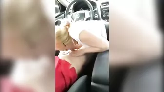Buddy filming his friend getting a blowjob from a hooker in car
