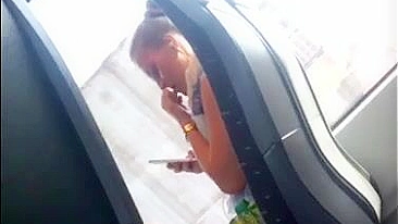 Woman Caught Peeping at Guy Dick Flashing and Jerking Off in Train