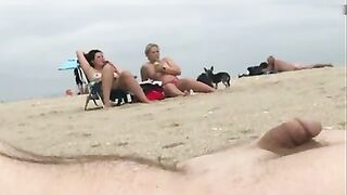 Dick flashing at beach a stranger cums while watching nudist women