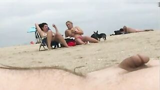 Dick flashing at beach a stranger cums while watching nudist women