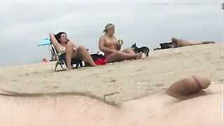 Dick flashing at beach a stranger cums while watching nudist women