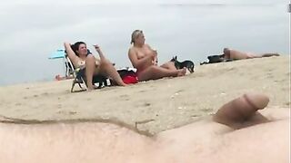 Dick flashing at beach a stranger cums while watching nudist women