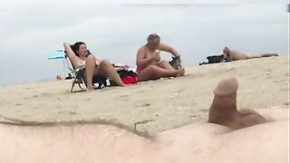 Dick flashing at beach a stranger cums while watching nudist women