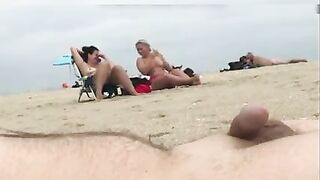 Dick flashing at beach a stranger cums while watching nudist women