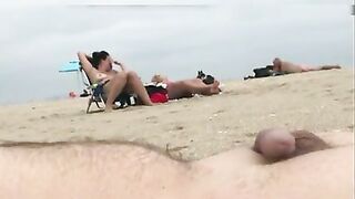 Dick flashing at beach a stranger cums while watching nudist women