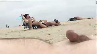 Dick flashing at beach a stranger cums while watching nudist women