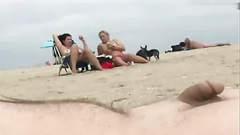 Dick flashing at beach a stranger cums while watching nudist women