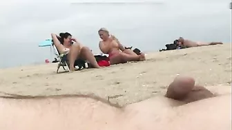Dick flashing at beach a stranger cums while watching nudist women